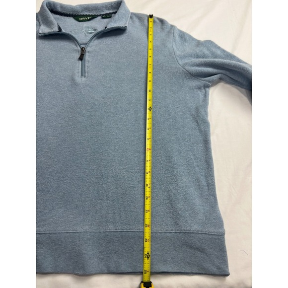 ORVIS Men's Large Light Blue 1/4 Zip Pullover Sweatshirt Embroidered Fish E12 - Picture 10 of 12